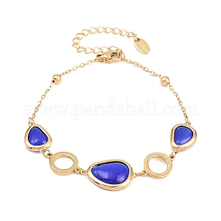 Armbänder aus Edelstahl 304 und Glasimitat mit Katzenaugen-Gliederdesign&nbsp;BJEW-D460-11G