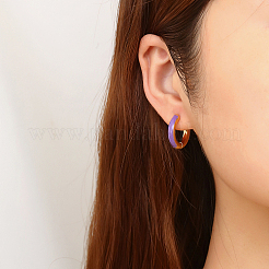 Boucles d'oreilles créoles en acier inoxydable 304 plaqué or 18 carat véritable&nbsp;UA1409-2
