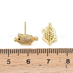 Ohrstecker aus Messing mit Mikropavé und klarem Zirkonia&nbsp;EJEW-F400-07G