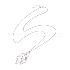 Collane con catena di Singapore con ciondolo a sacchetto vuoto in macramè in acciaio inossidabile 304&nbsp;NJEW-JN05285-03