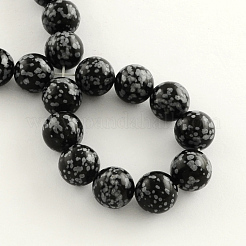 Flocon de pierre naturelle obsidienne chapelets de perles rondes&nbsp;G-R264-10mm