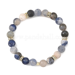 Braccialetti elasticizzati rotondi da 8.5 mm con pietre preziose miste naturali e perline in acciaio inossidabile chirurgico 316&nbsp;BJEW-JB14457