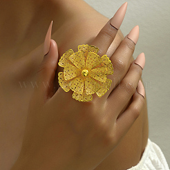 Eleganter hohler Blumen-Design-Manschettenring aus Eisen für die Hochzeitsfeier der Frauen&nbsp;PY5913