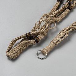 Hängende Pflanzgefäße aus gehäkelter Baumwolle und Makramee&nbsp;AJEW-WH20042-17B