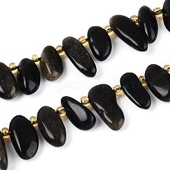Natürliche goldenen Glanz Obsidian Perlen Stränge&nbsp;G-Z091-A39