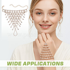 2 bracelet en laiton avec chaîne et strass&nbsp;BJEW-ME0001-01G