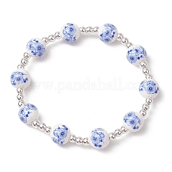 Bracelets extensibles en perles rondes d'hématite synthétique non magnétiques électrolytiques pour femmes&nbsp;BJEW-JB11600-02