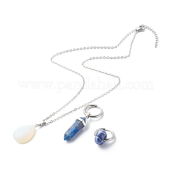 Collane con ciondoli in pietra mista naturale e set di gioielli con orecchini a cerchio asimmetrici&nbsp;SJEW-JS01212