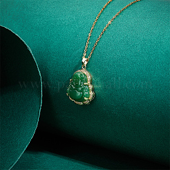 Collier pendentif Maitreya en cristal strass et verre vert 1 pièce&nbsp;NJEW-UN0001-61