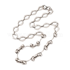 Collane vintage a catena mista con maglie a rombo in acciaio inossidabile 304&nbsp;NJEW-C115-08AS