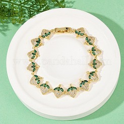 Messing-Mikropavé-Kubikzirkonia-Gliederarmbänder für Damen&nbsp;BJEW-Z126-05G-01