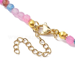 Collares de cuentas de ágata natural redonda facetada (teñida y calentada) para mujer&nbsp;NJEW-JN04659-05