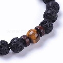 Stretch-Armbänder aus natürlichen Lavasteinen&nbsp;BJEW-JB04296