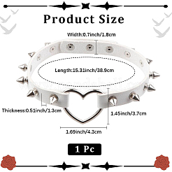 Regolabile regolabile gotico pu pelle lega rivetto a punta cuore collane girocollo per le donne&nbsp;NJEW-WH20816-006P-A