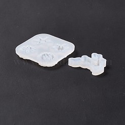 2pcs 2 moules à pendentif en silicone de style cerf de noël et flocon de neige&nbsp;DIY-E055-49