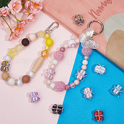 10 Stück Polymer Clay Pavé-Strass-Rechteckperlen mit Harzherz&nbsp;CLAY-SC0002-13
