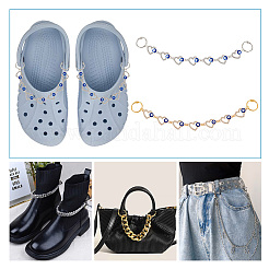 1 Set Legierung Emaille Kristall Strass Herz mit bösen Blick Link Schuh Dekoration Kette&nbsp;FIND-NB0004-13