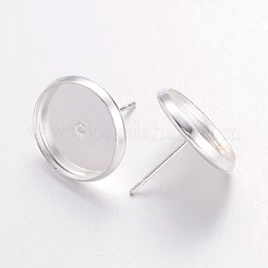 Montature per orecchini in ottone placcato color argento&nbsp;X-IFIN-Q005-S-NF