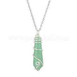 Collares con colgante en forma de bala facetada de piedras preciosas naturales mezcladas&nbsp;NJEW-JN05026-02