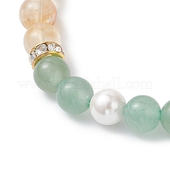 3 bracciale elastico con perle rotonde di conchiglie e pietre preziose naturali miste per donna&nbsp;BJEW-JB12229