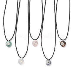 Colgante de corazón facetado envuelto en alambre de cobre con opalita&nbsp;NJEW-JN05837