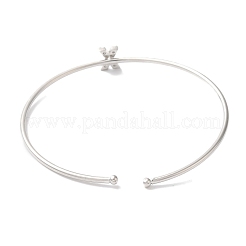 Braccialetti aperti con lettera in micro pavé di ottone placcato a cremagliera con zirconi trasparenti&nbsp;BJEW-A018-01P-X