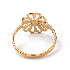 Anillo de acero inoxidable con revestimiento de iones (IP) 201 y diseño de flor&nbsp;RJEW-J051-30G
