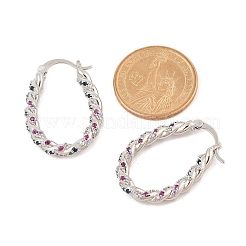 Orecchini a cerchio da donna in ottone con micro pavé di zirconi cubici&nbsp;EJEW-U033-01P