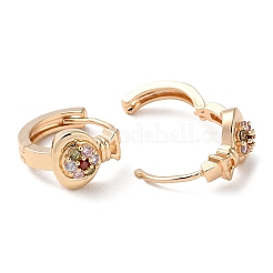 Pendientes de aro de circonita cúbica coloridos con micropavé de latón chapado en estante&nbsp;EJEW-P238-17KCG