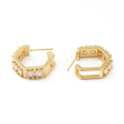 Orecchini a bottone esagonali in zirconi chiari&nbsp;EJEW-C035-05G