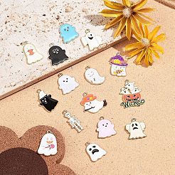 15pcs 15 Arten Halloween-Legierungs-Emaille-Anhänger&nbsp;FIND-YW0006-06