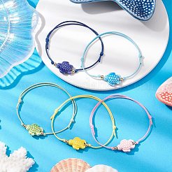 Bracciale sintetico con perline intrecciate in tartaruga turchese&nbsp;BJEW-JB11086-02