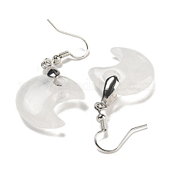 Orecchini pendenti in ottone con placcatura a cremagliera e luna per donna&nbsp;EJEW-B064-02P