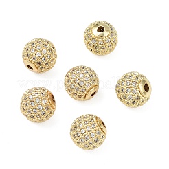 Perles rondes en laiton avec zircone cubique de micro pave&nbsp;ZIRC-N016-01G-10mm