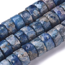 Natural African Pyrite Beads Strands, Dyed, Heishi Beads, Flat Round/Disc, 6x3mm, Hole: 0.7mm, about 119 pcs/Strand, 15.75 inch(40 cm)