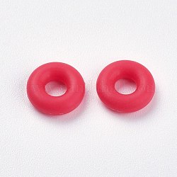 Perlas de silicona, hacer diy pulsera, buñuelo, rojo, 6x2mm, agujero: 2 mm
