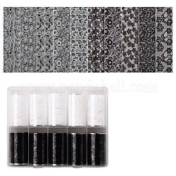 Hollow Nail Art Transfer Stickers, Nail Decals, for Wedding DIY Nail Tips Decoration, Black & White, Lace Pattern, 40mm, 1m/roll, 10rolls/box