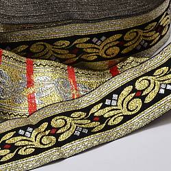 Polyester Ribbons, with Flower Pattern, Jacquard Ribbon, Silver, 2 inch(50mm), 33yards/roll(30.1752m/roll)