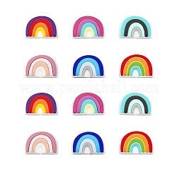 CHGCRAFT 12Pcs 6Colors Rainbow Silicone Beads Rainbow Silicone Loose Spacer Beads Charms for DIY Necklace Bracelet Earrings Keychain Crafts Jewelry Making