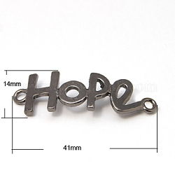 Tibetan Style Links connectors, Cadmium Free & Lead Free, Hope, Gunmetal, 41x14x1.5mm, Hole: 2.5mm