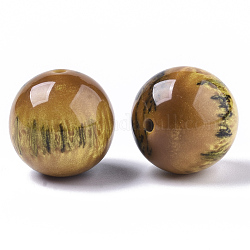 Бусины из cмолы, имитация драгоценных камней, круглые, золотые, 20 мм, отверстие : 2 мм