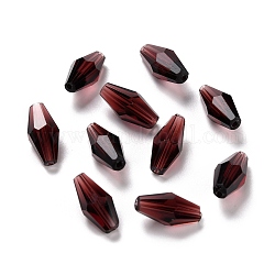 Perle di vetro trasparente, sfaccettato, bicono, rosso scuro, 12x6mm, Foro: 1 mm