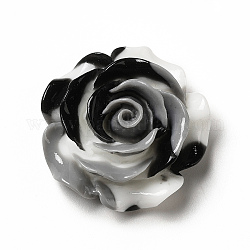 Cabochon in resina opaca di colore sfumato, fiore, nero, 28x28x12mm