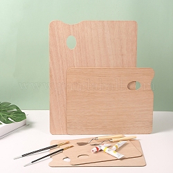 Rectangular Unfinished Wood Watercolor Oil Palette, Paint Tray Thumb Holder, Beige, 30x24x0.3cm