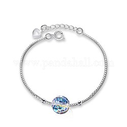 Bracelets à maillons en 925 argent sterling, avec le cristal autrichien, ronde, platine, 001 ab_crystal ab