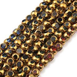 Brins de perles de verre électrolytiques à facettes, plaqué or, ronde, couleur mixte, 4mm, Trou: 0.9mm, Environ 68~70 pcs/chapelet, 10.04''~10.24'' (25.5~26 cm)