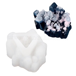 Stampi in silicone cluster di cristallo fai da te, stampi per colata di resina, per resina uv, creazione di gioielli in resina epossidica, bianco, 32.5x58x51mm, diametro interno: 51x34mm