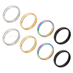 Arricraft 8 pz 4 colori 304 in acciaio inox semplice anello a fascia per le donne, colore misto, misura degli stati uniti 7 (17.3mm), 2 pz / colore