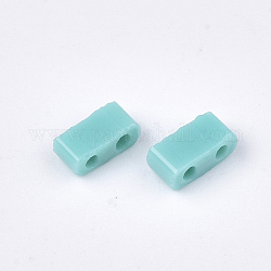 2-Hole Opaque Glass Seed Beads, Rectangle, Turquoise, 4.5~5.5x2x2~2.5mm, Hole: 0.5~0.8mm