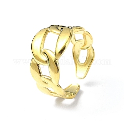 Chapado iónico (ip) 304 anillo de puño abierto de acero inoxidable, forma de cadenas de acera, real 18k chapado en oro, diámetro interior: 18 mm